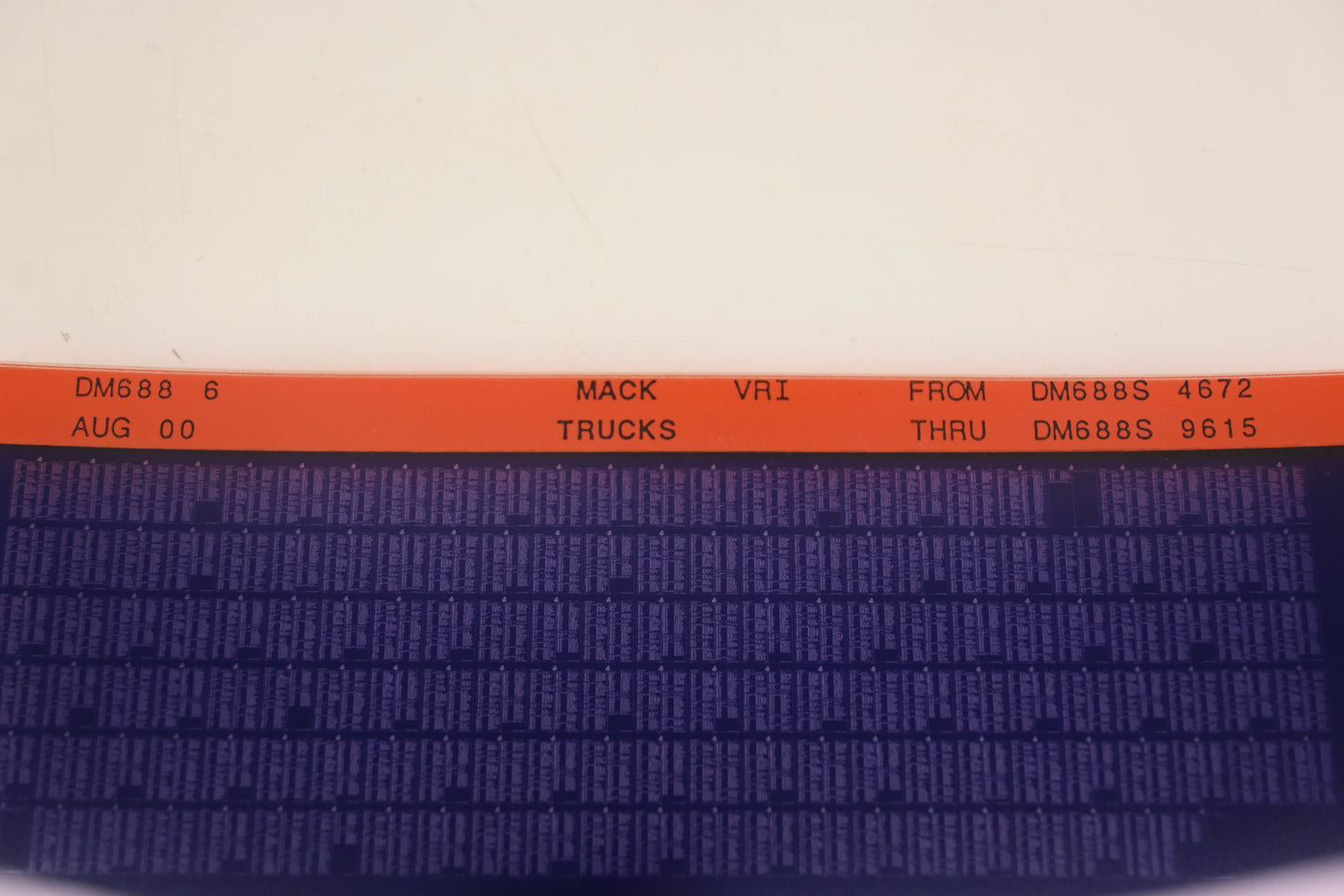 Mack DM688 6 DM688S4672 -DM688S9615 VRI Microfiche NOS