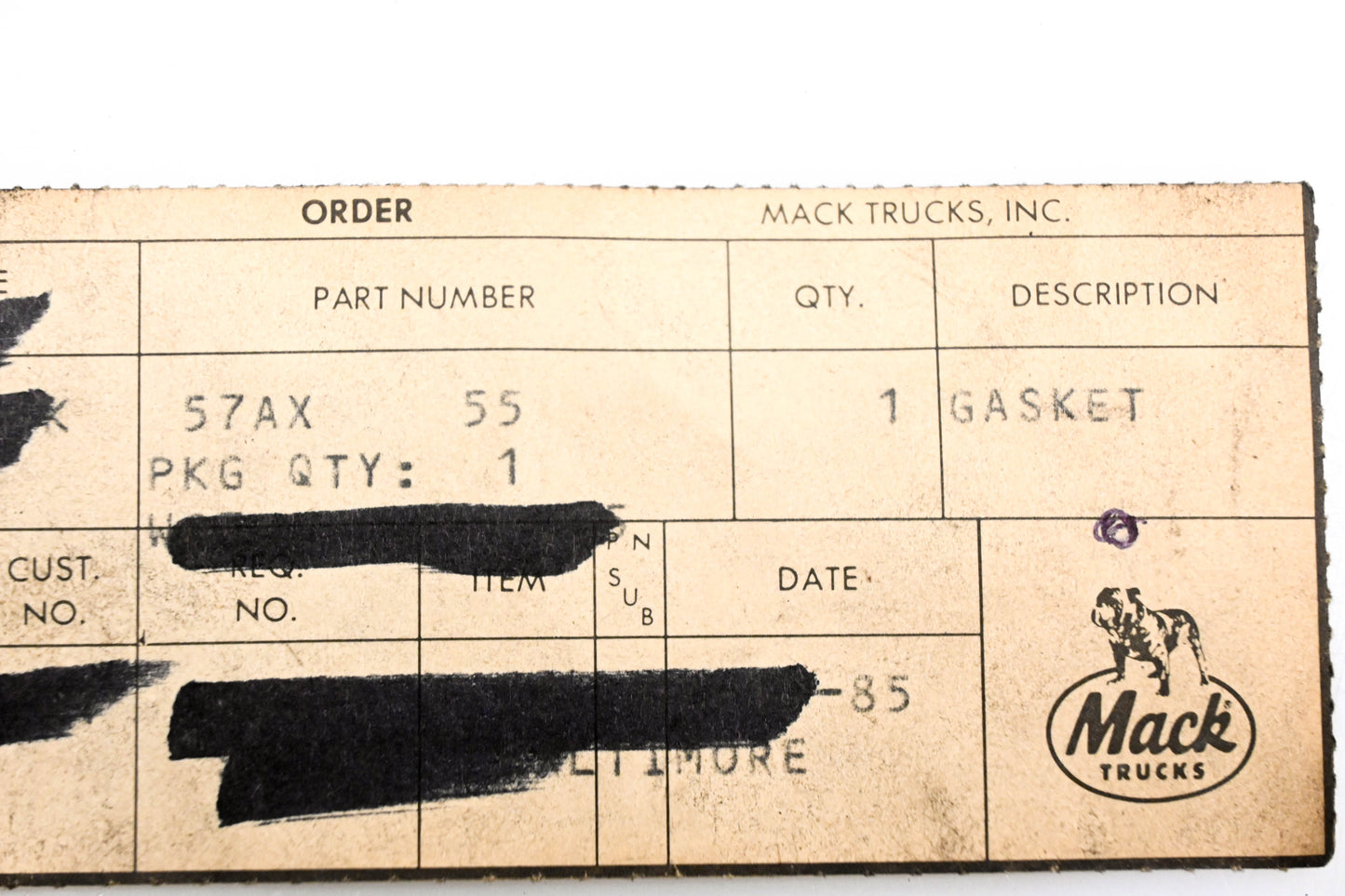 Mack 57AX55 Gasket NOS
