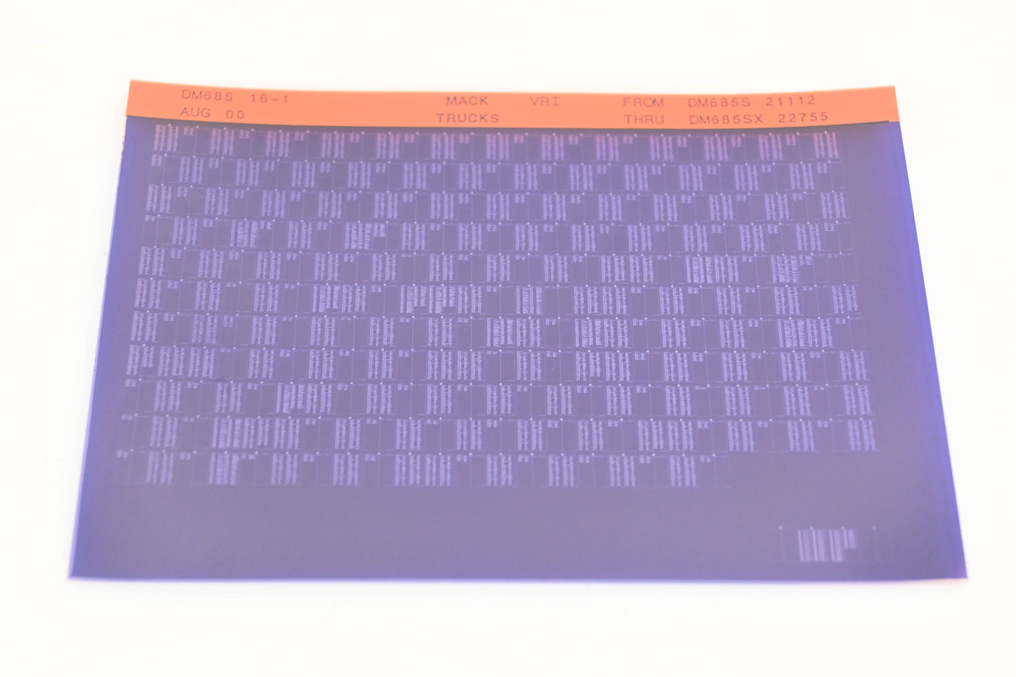 Mack DM685 16-1 DM685S21112 - DM685SX22755 VRI Microfiche NOS