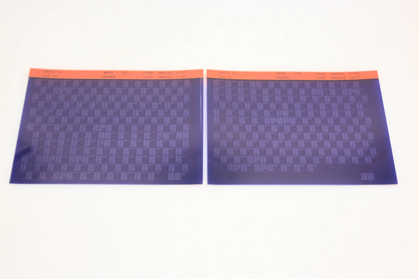 Mack DM685 9, DM685 9-1 DM685S11205 - DM685S12407 VRI Microfiche Lot of 2 NOS