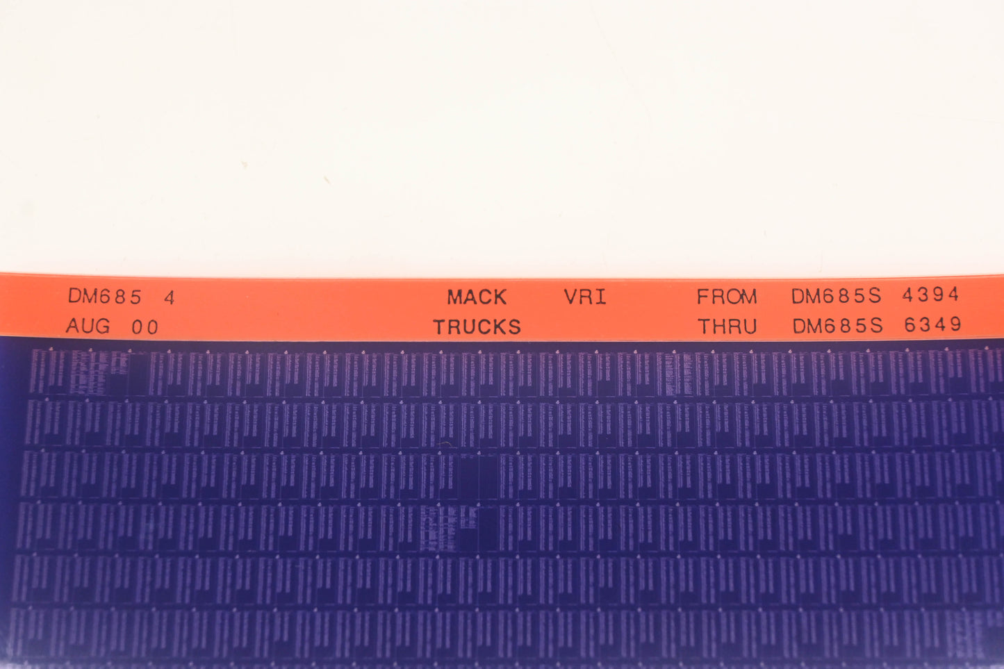 Mack DM685 4 DM685S4394 - DM685S6349 VRI Microfiche NOS