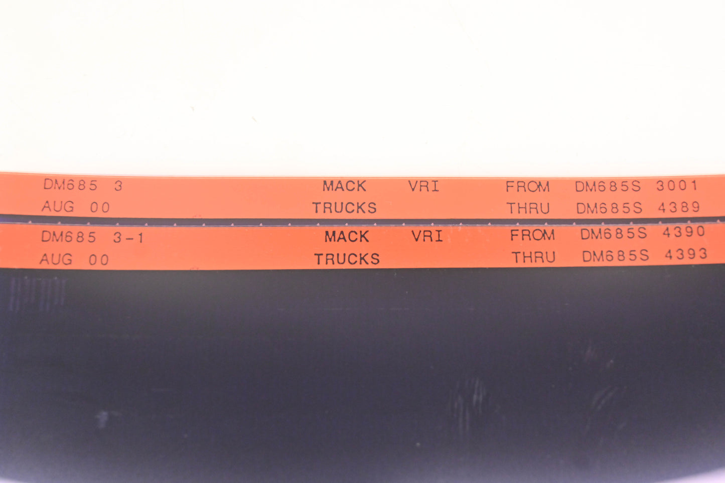 Mack DM685 3, DM685 3-1 DM685S4390 - DM685S4389 VRI Microfiche Lot of 2 NOS