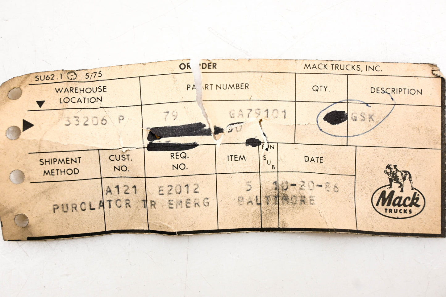 Mack 79GA79101 Copper Washer NOS