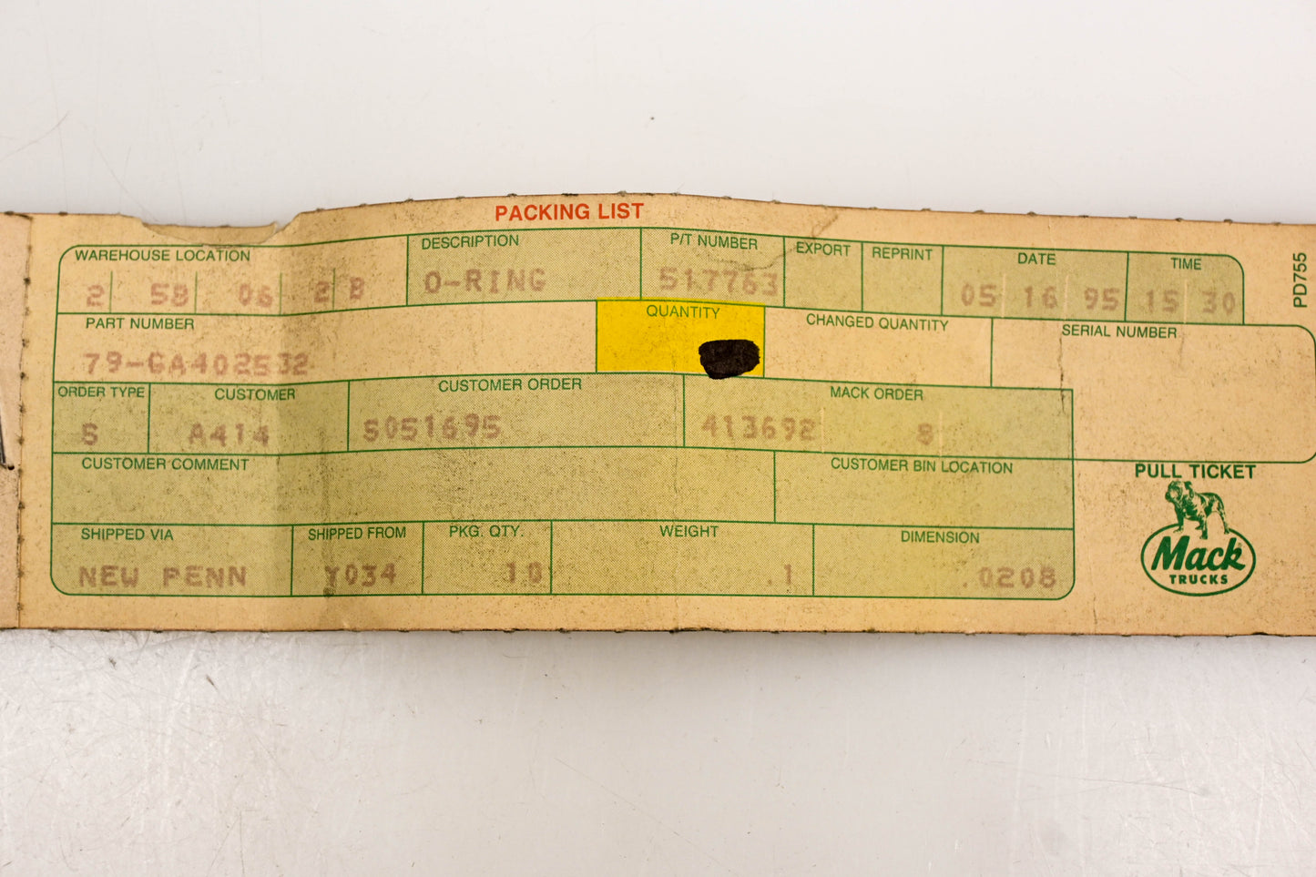 Mack 79-GA402532, 79GA402532 Ambac O-Ring NOS