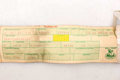Mack 800-1349236002 Locknut NOS