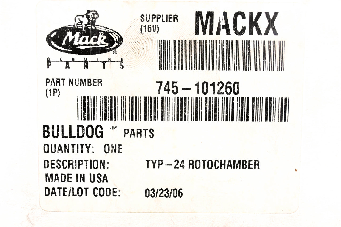 Mack 745-101260, 745101260 Type 24 RotoChamber NOS