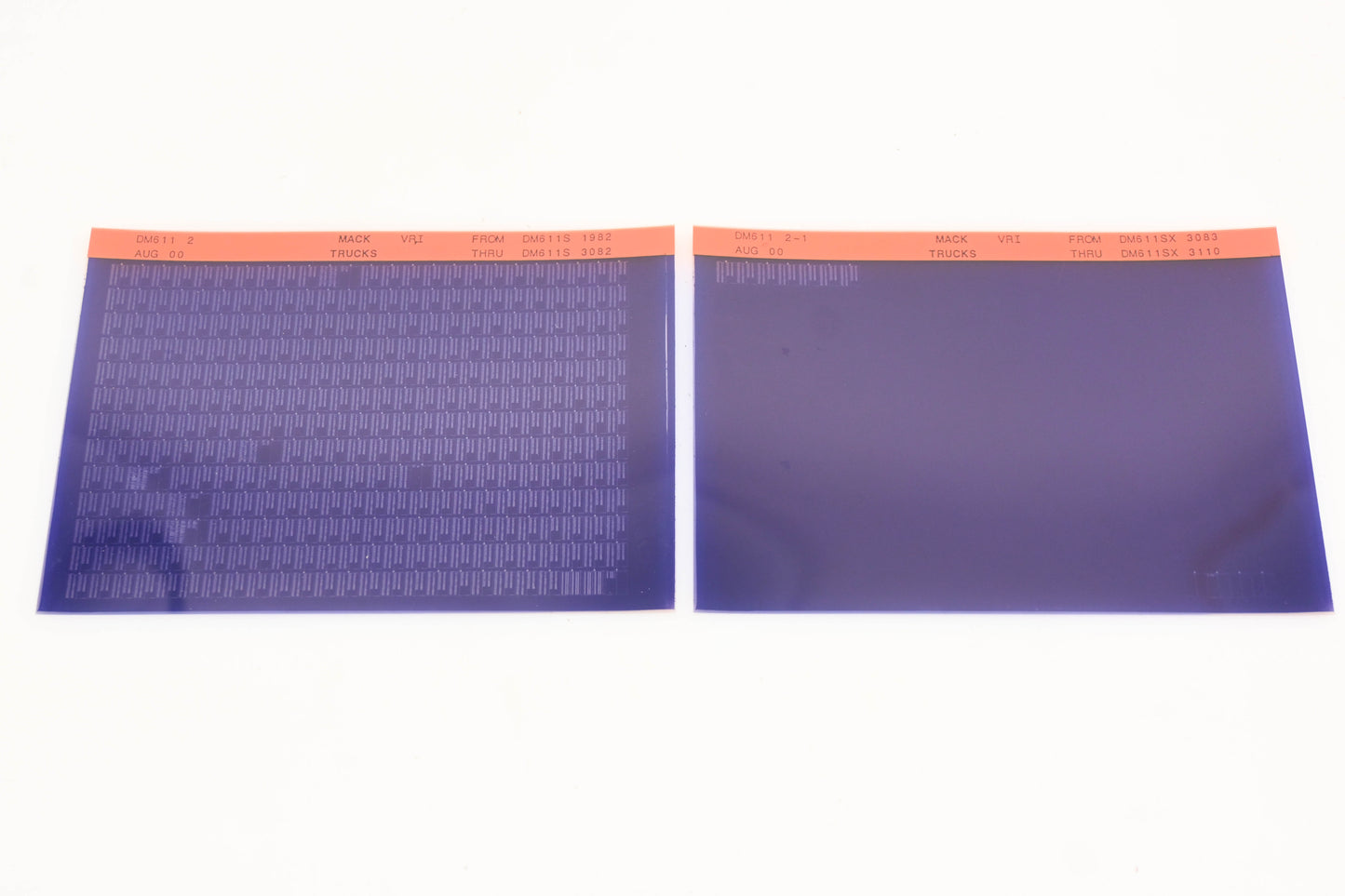 Mack DM611 2, DM611 2-1 DM611S1982 - DM611SX3110 VRI Microfiche Lot of 2 NOS