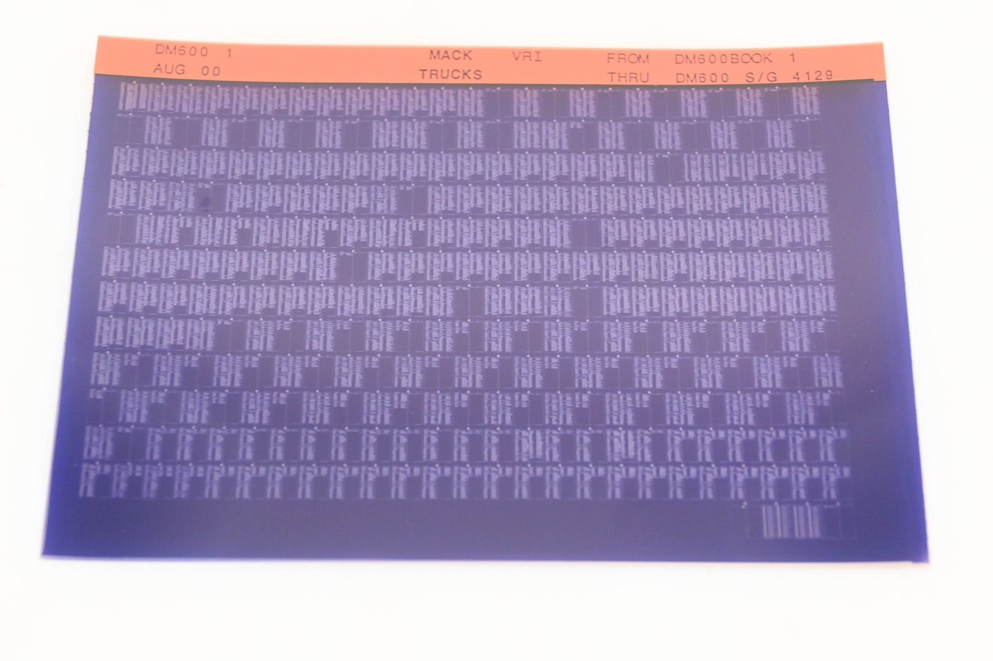 Mack DM600 1 DM600BOOK1 - DM600 S/G 4129 VRI Microfiche NOS
