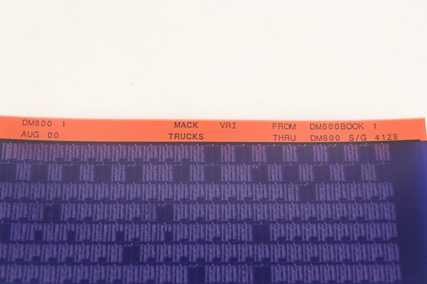 Mack DM600 1 DM600BOOK1 - DM600 S/G 4129 VRI Microfiche NOS