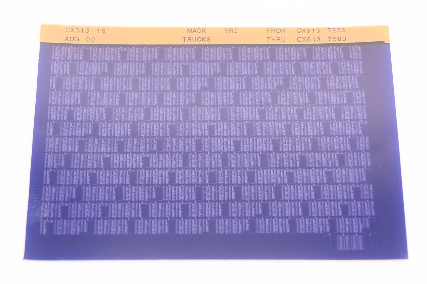 Mack CX613 16 CX6137255 - CX6137509 VRI Microfiche NOS