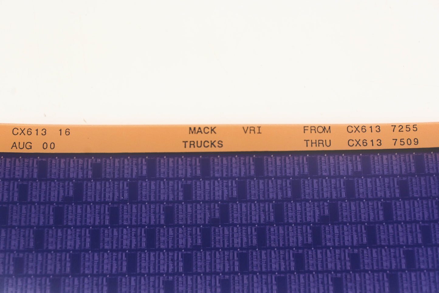 Mack CX613 16 CX6137255 - CX6137509 VRI Microfiche NOS