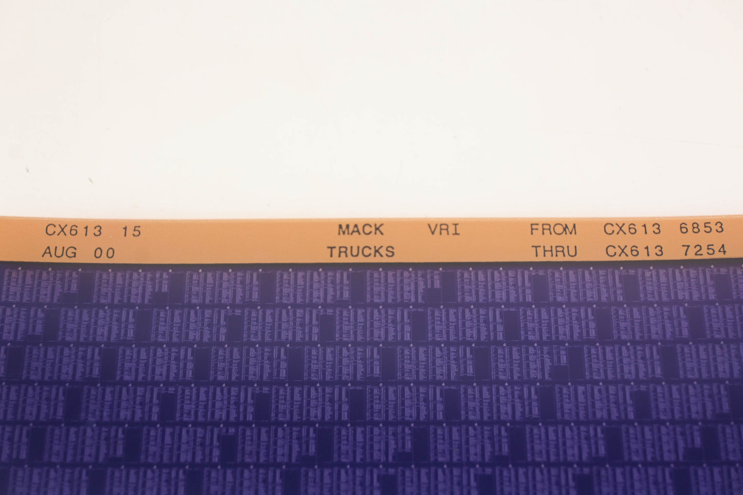 Mack CX613 15 CX6136853 - CX6137254 VRI Microfiche NOS