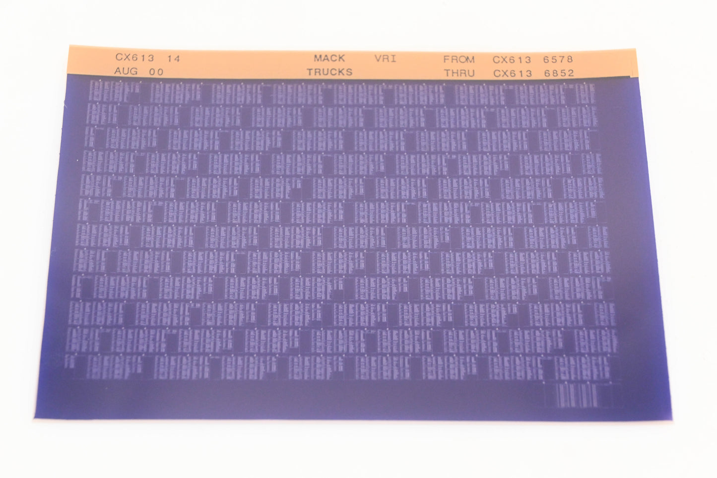 Mack CX613 14 CX6136578 - CX6136852 VRI Microfiche NOS