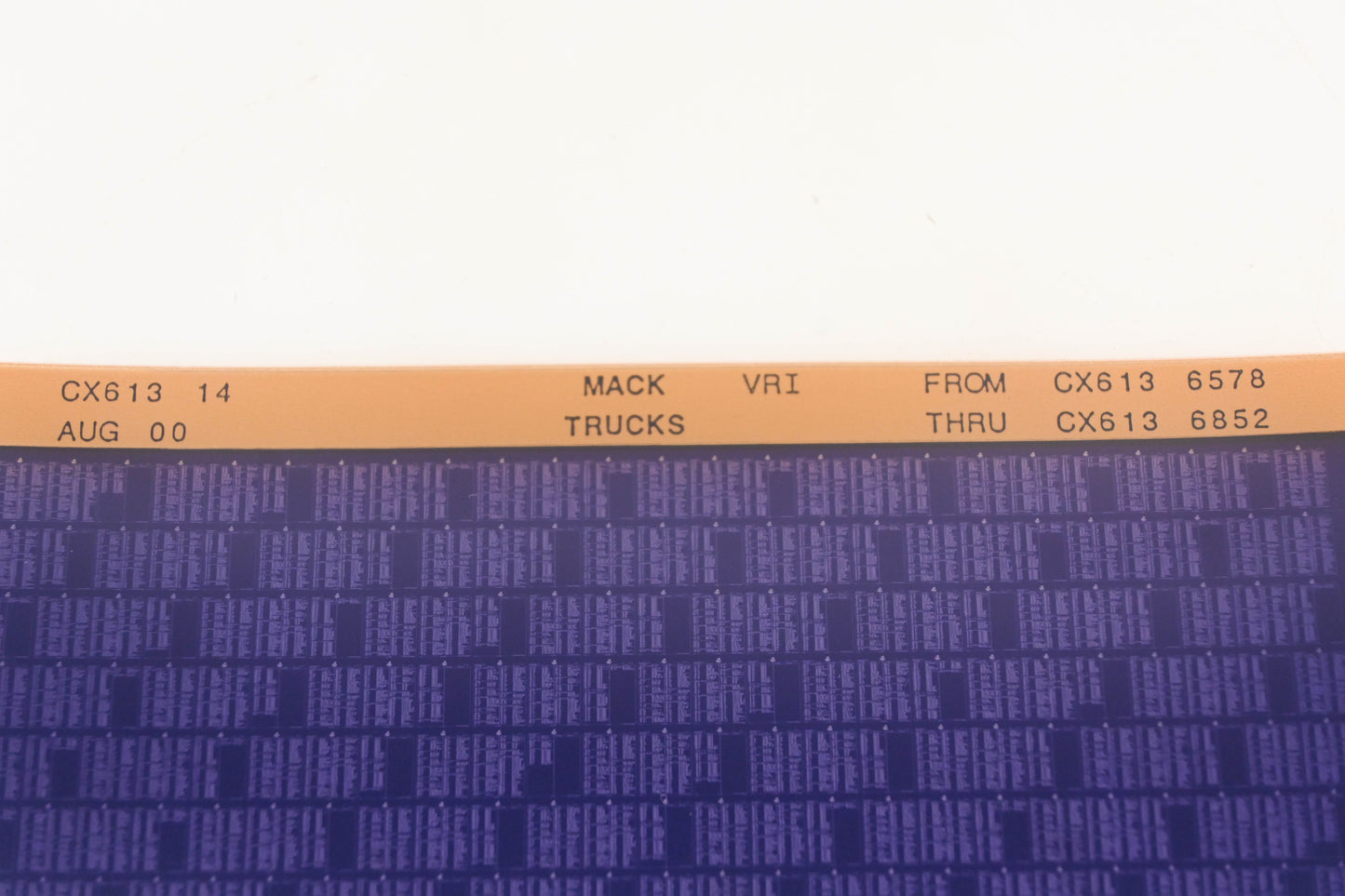 Mack CX613 14 CX6136578 - CX6136852 VRI Microfiche NOS