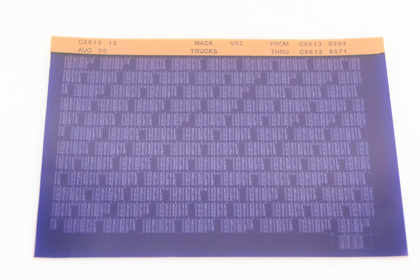 Mack CX613 13 Cx6136304 - CX6136571 VRI Microfiche NOS