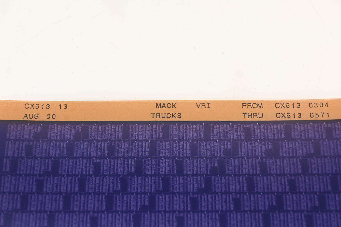Mack CX613 13 Cx6136304 - CX6136571 VRI Microfiche NOS