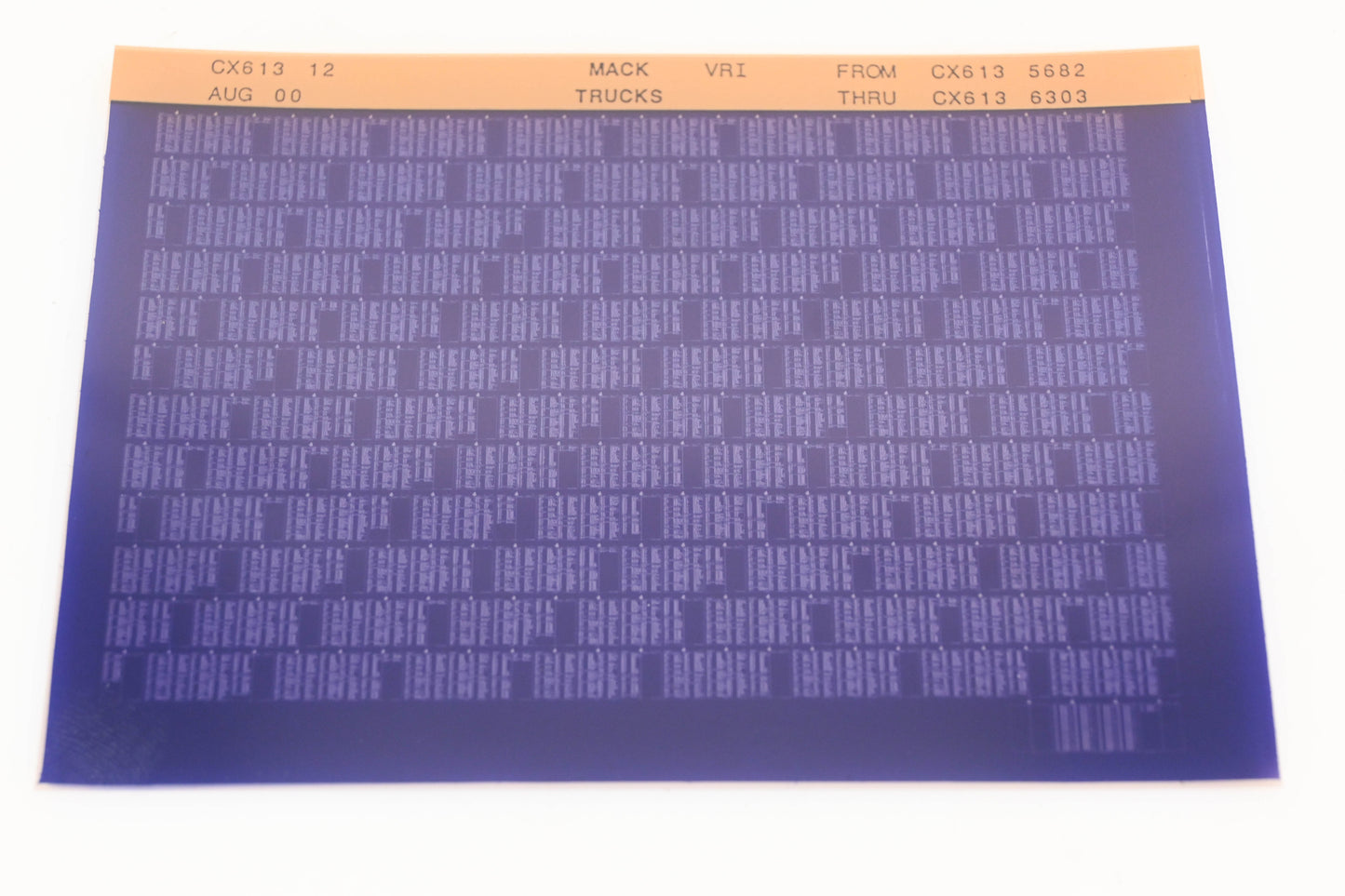 Mack CX613 12 CX6135682 - CX6136303 VRI Microfiche NOS