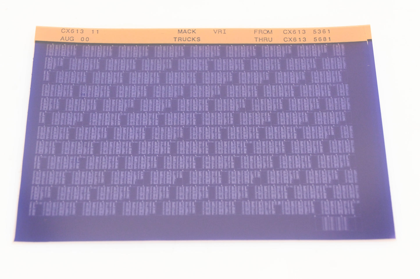 Mack CX613 11 CX6135361 - CX6135681 VRI Microfiche NOS