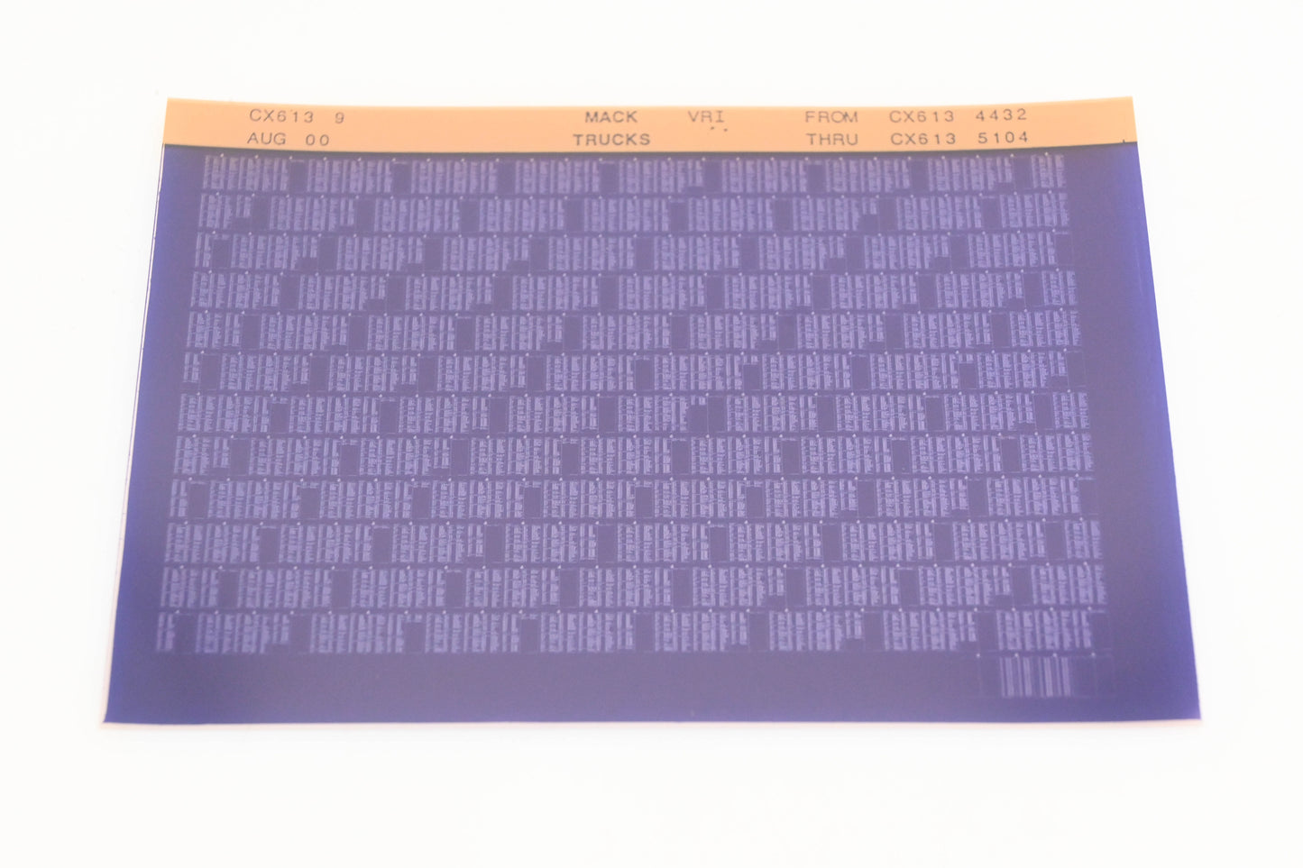 Mack CX613 9 CX6134432 - CX6135104 VRI Microfiche NOS