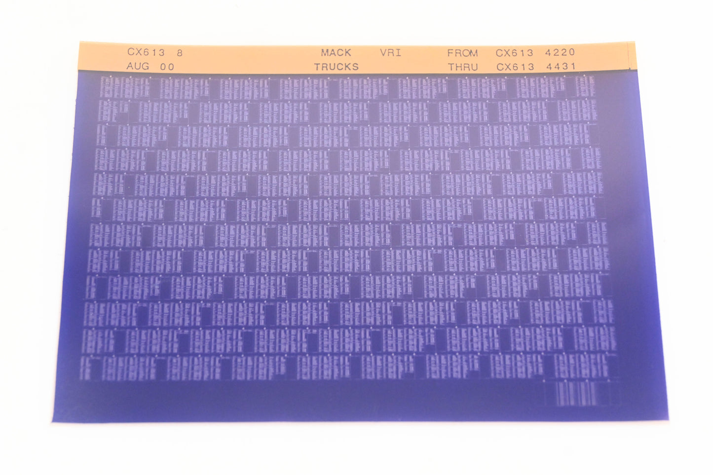 Mack CX613 8 CX6134220 - CX6134431 VRI Microfiche NOS