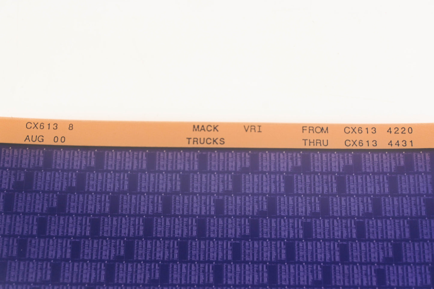 Mack CX613 8 CX6134220 - CX6134431 VRI Microfiche NOS