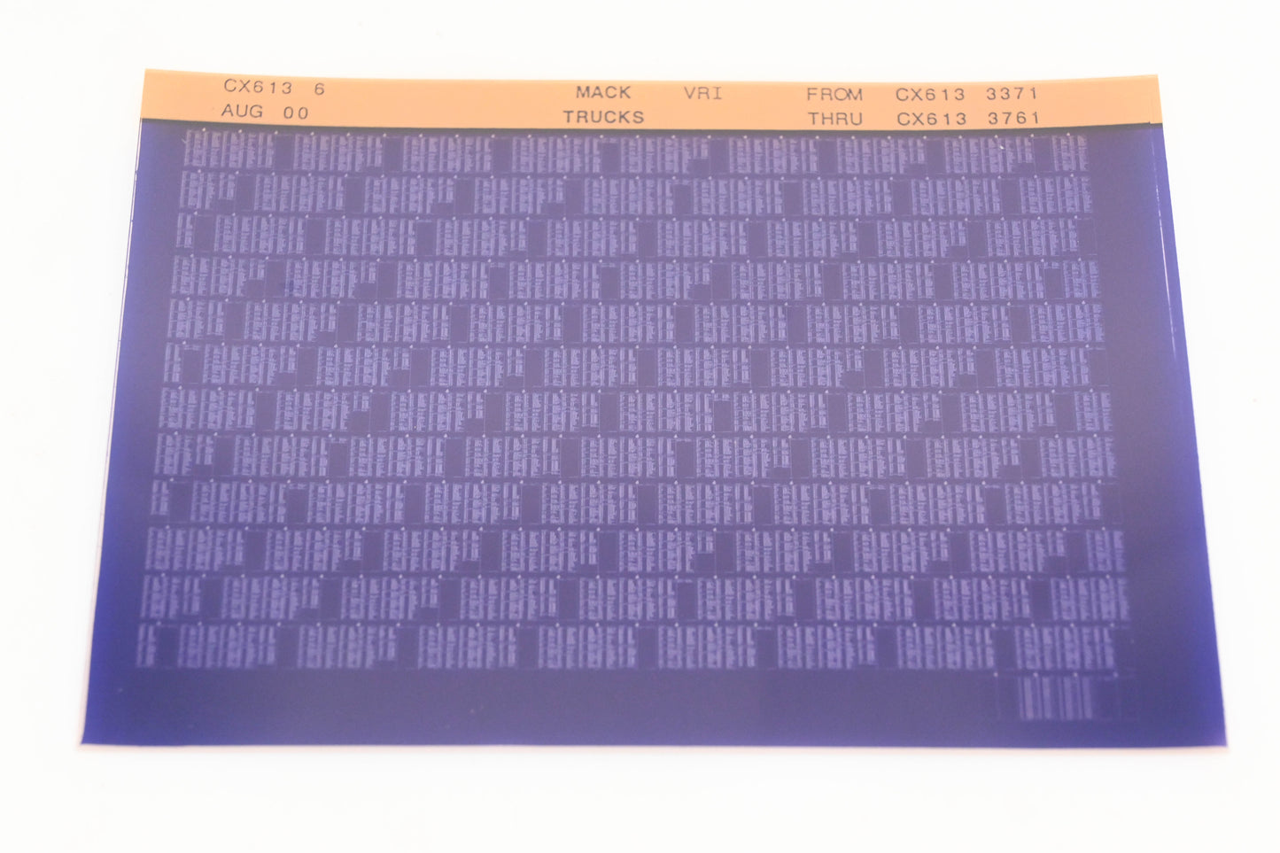 Mack CX613 6 CX6133371 - CX6133761 VRI Microfiche NOS