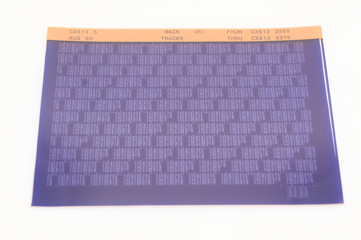 Mack CX613 5 CX6132900 - CX6133370 VRI Microfiche NOS