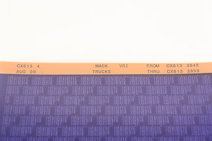 Mack CX613 4 CX6132645 - CX6132899 VRI Microfiche NOS