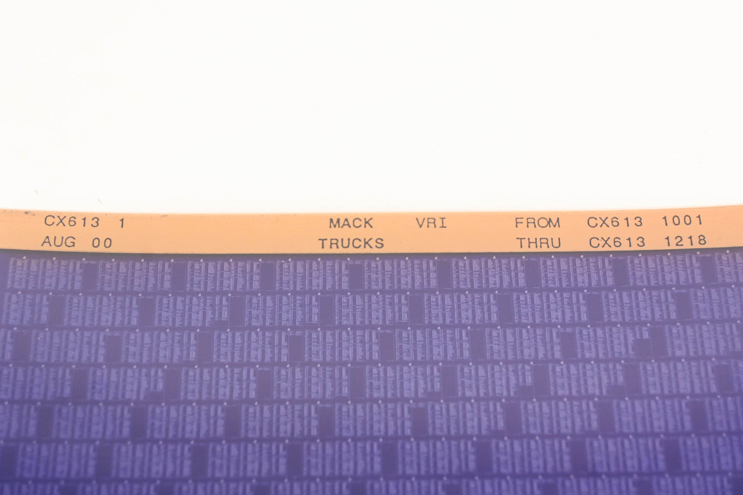 Mack CX613 1 CX6131001 - CX6131218 VRI Microfiche NOS