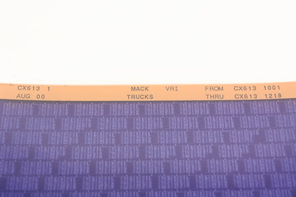 Mack CX613 1 CX6131001 - CX6131218 VRI Microfiche NOS