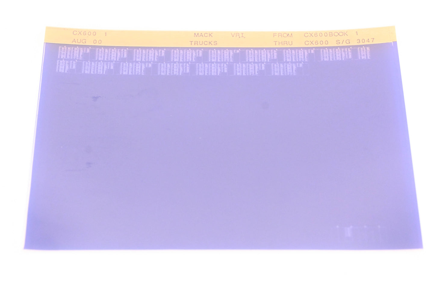 Mack CX600 1 CX600BOOK1 - CX600 S/G 3047 VRI Microfiche NOS