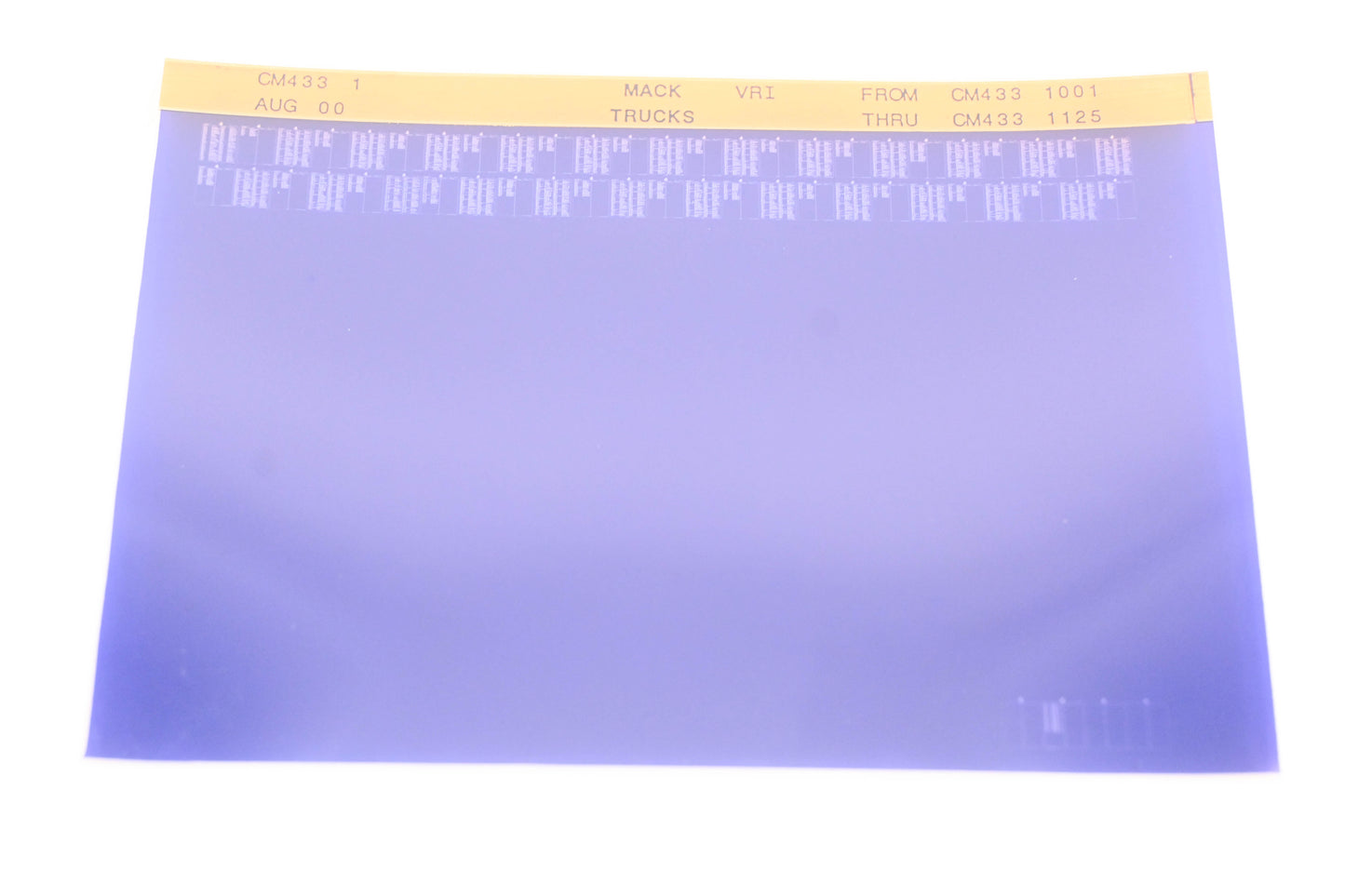 Mack CM433 1 CM4331001 - CM4331125 VRI Microfiche NOS