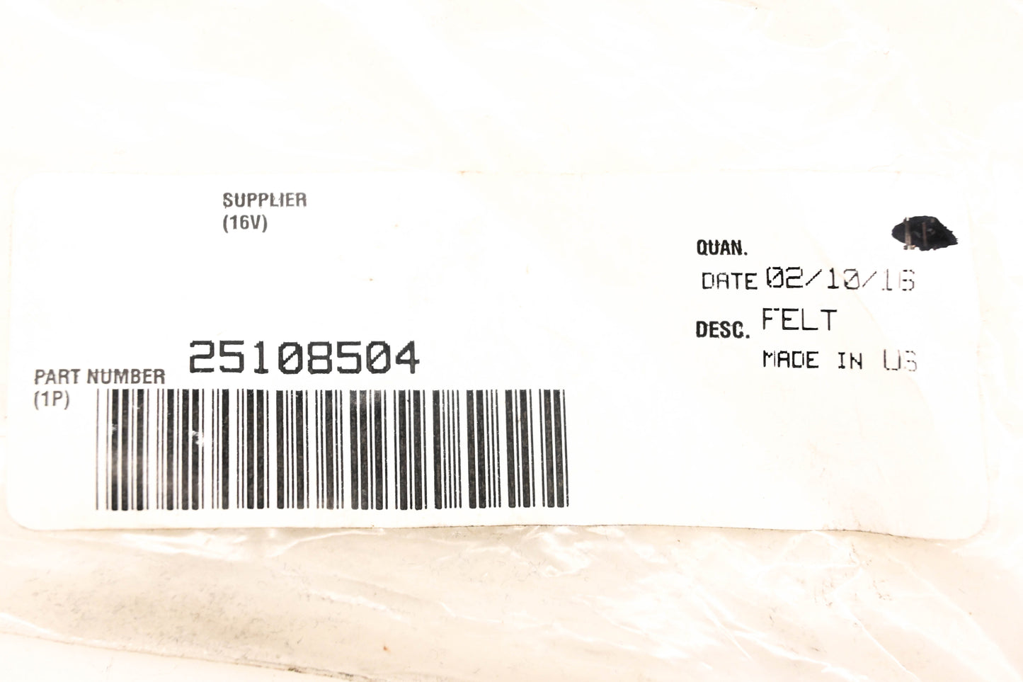 Mack 25108504, 531KB11 Felt Strip NOS