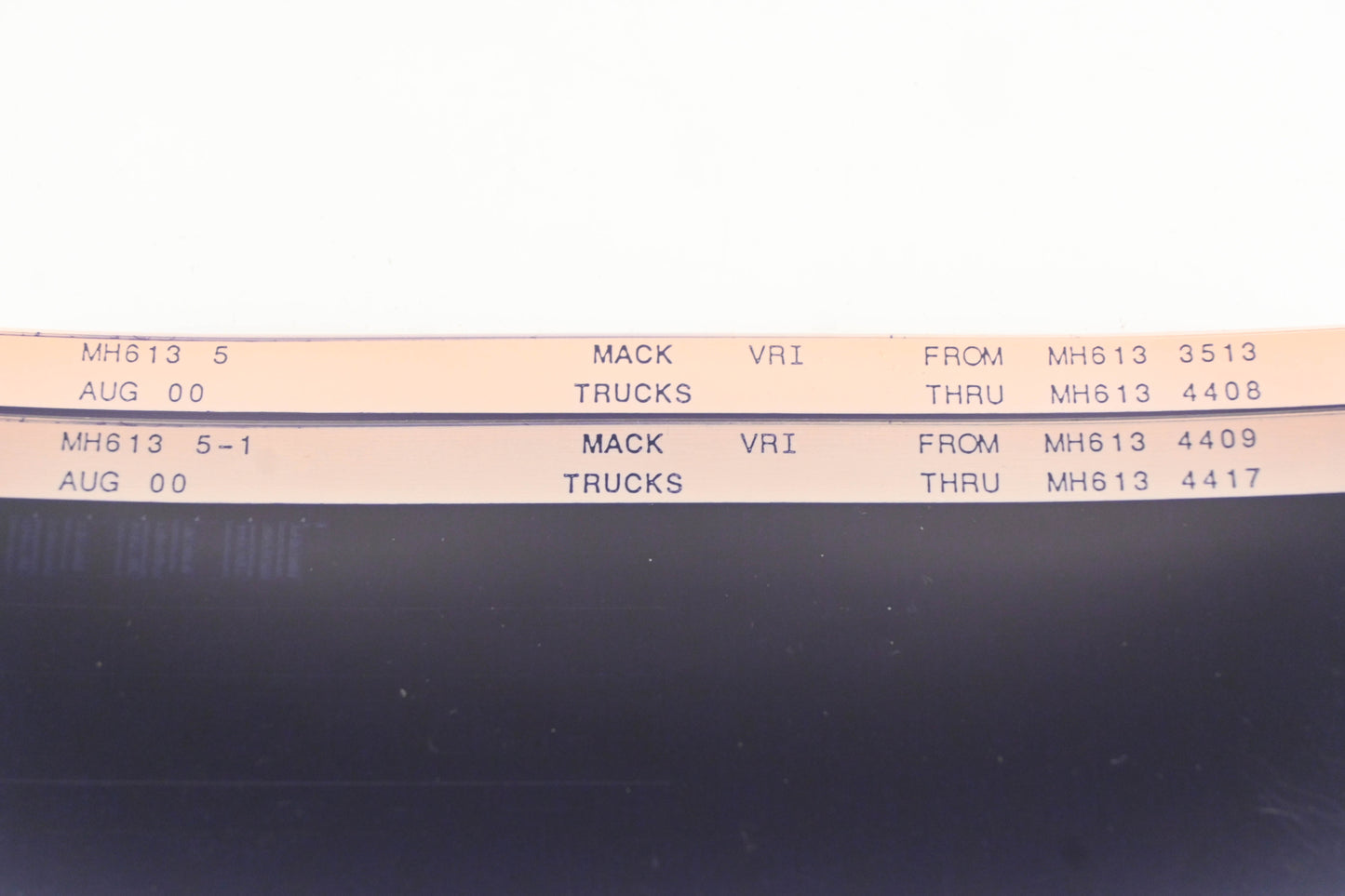 Mack MH613 5, MH613-5-1 MH6133513 - MH6134417 VRI Microfiche Lot of 2 NOS