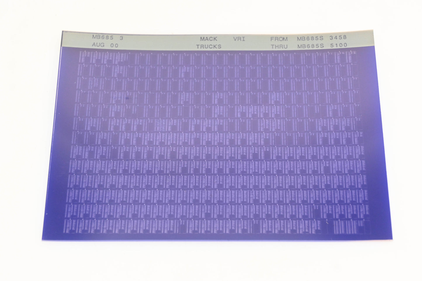Mack MB685 3 MB685S3458 - MB685S5100 VRI Microfiche NOS