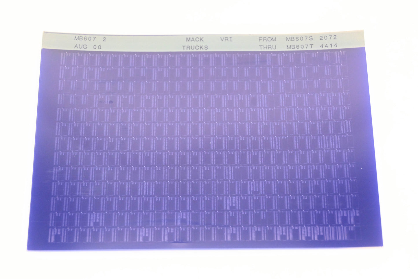Mack MB607 2 MB607S2072 - MB607T4414 VRI Microfiche NOS