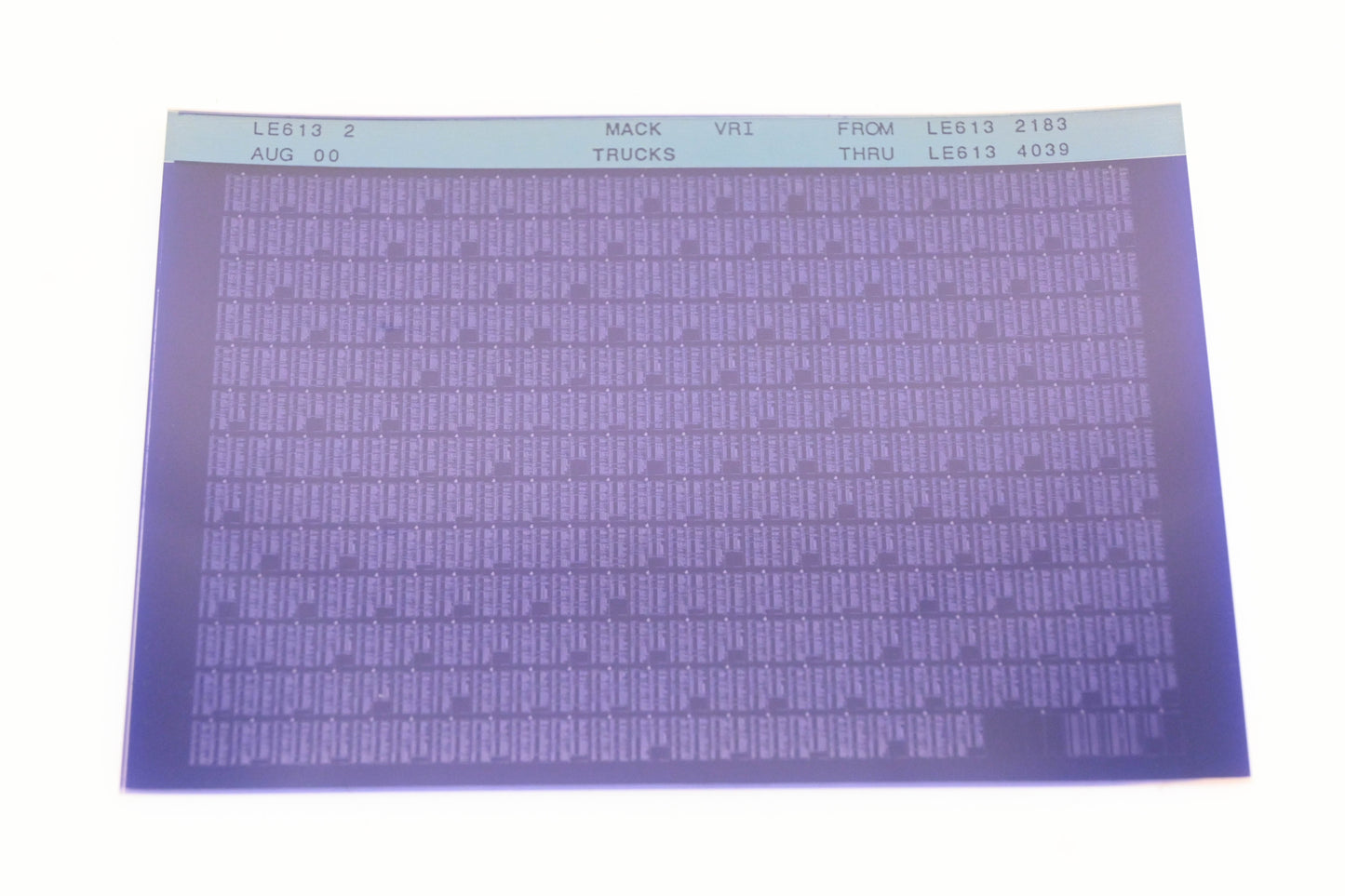 Mack LE613 2 LE6132183 - LE6134039 VRI Microfiche NOS