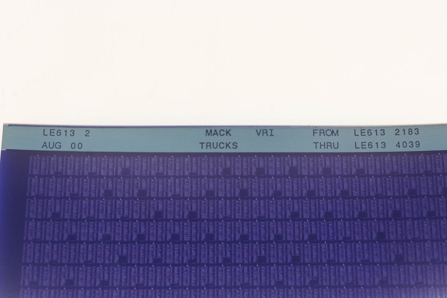 Mack LE613 2 LE6132183 - LE6134039 VRI Microfiche NOS