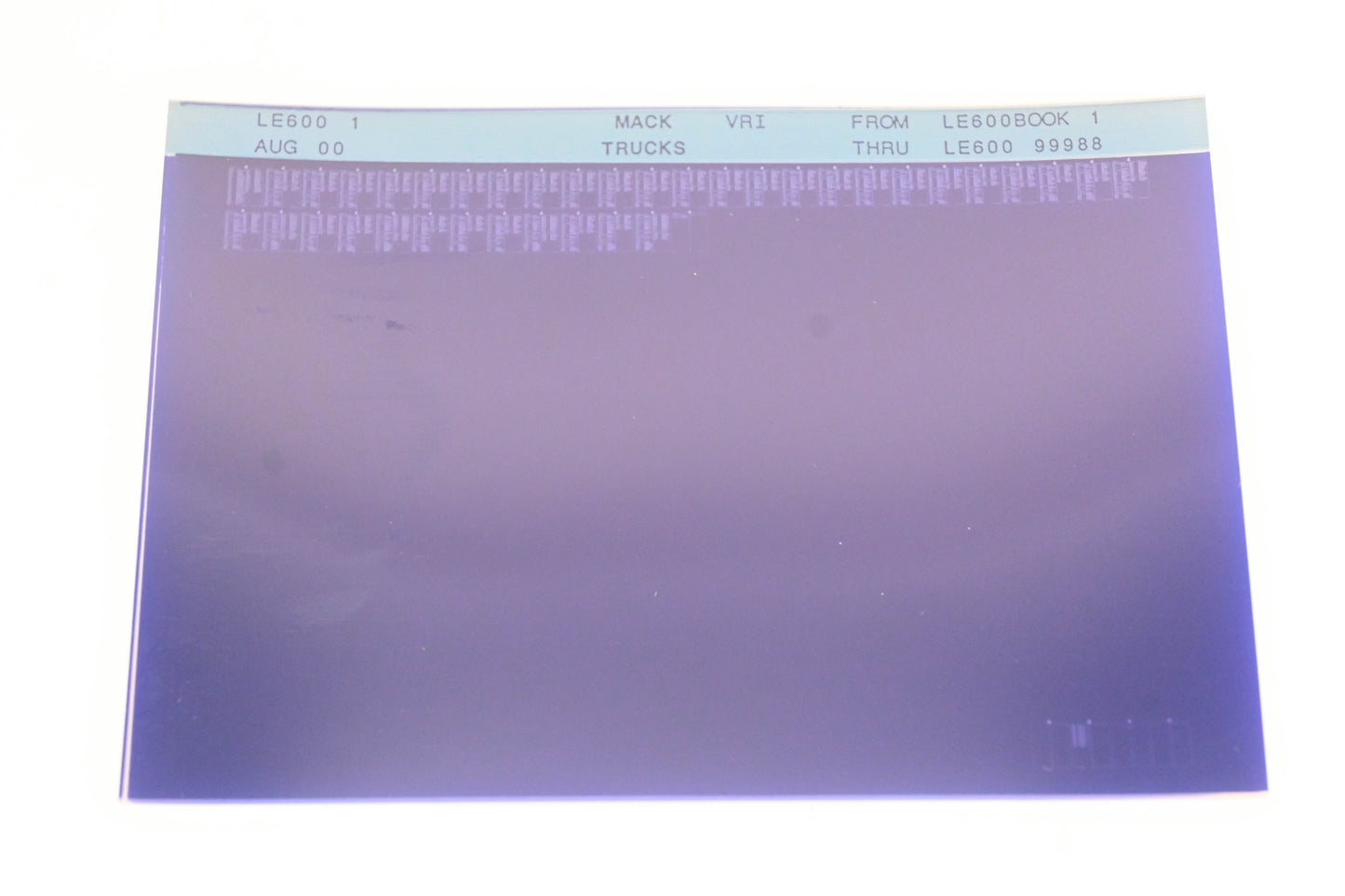 Mack LE600 1 LE600BOOK1 -LE60099988 VRI Microfiche NOS