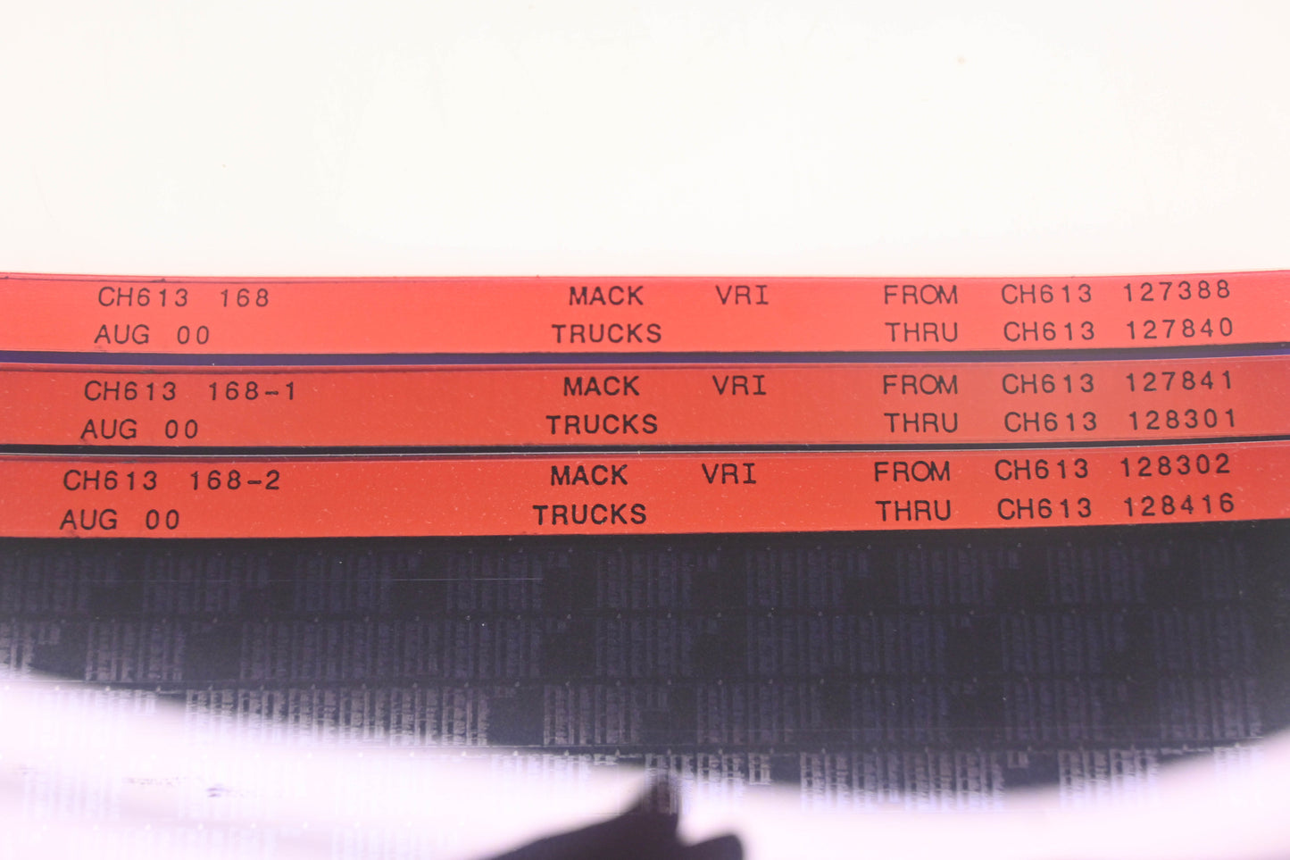 Mack CH613 168, CH613 168-1, CH613 168-2 CH613127388 - CH613128416 VRI Microfiche Lot of 3 NOS