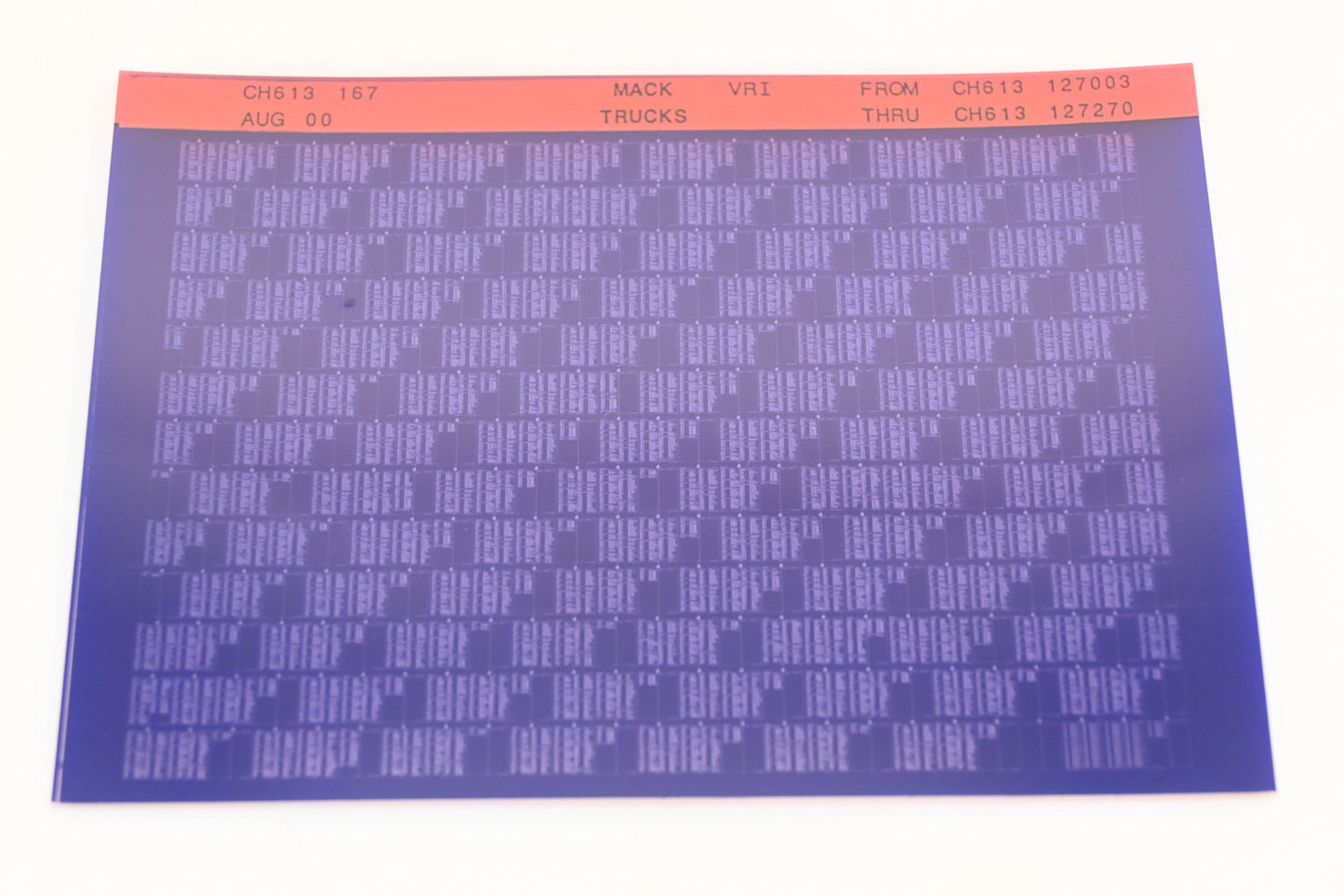 Mack CH613 167 CH613127003 - CH613127270 VRI Microfiche NOS