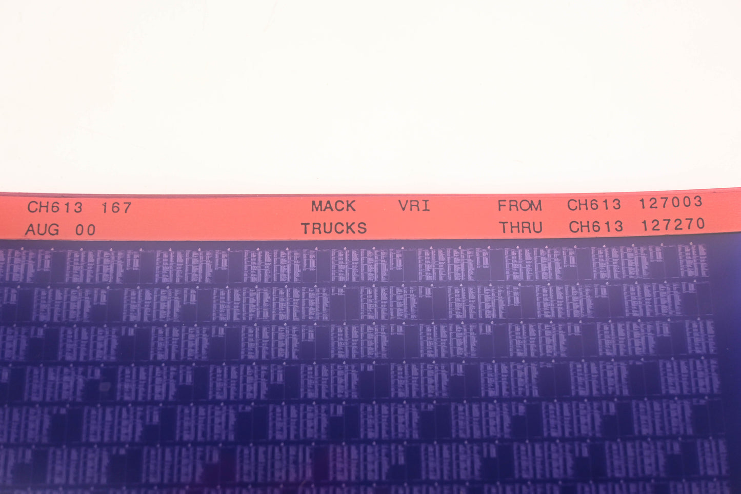 Mack CH613 167 CH613127003 - CH613127270 VRI Microfiche NOS