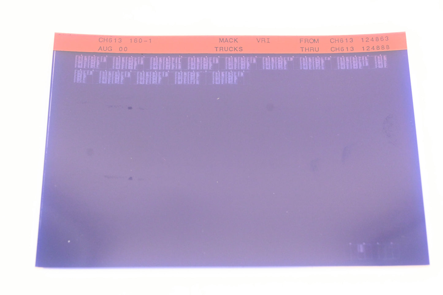 Mack CH613 160-1 CH613124863 - CH613124888 VRI Microfiche NOS