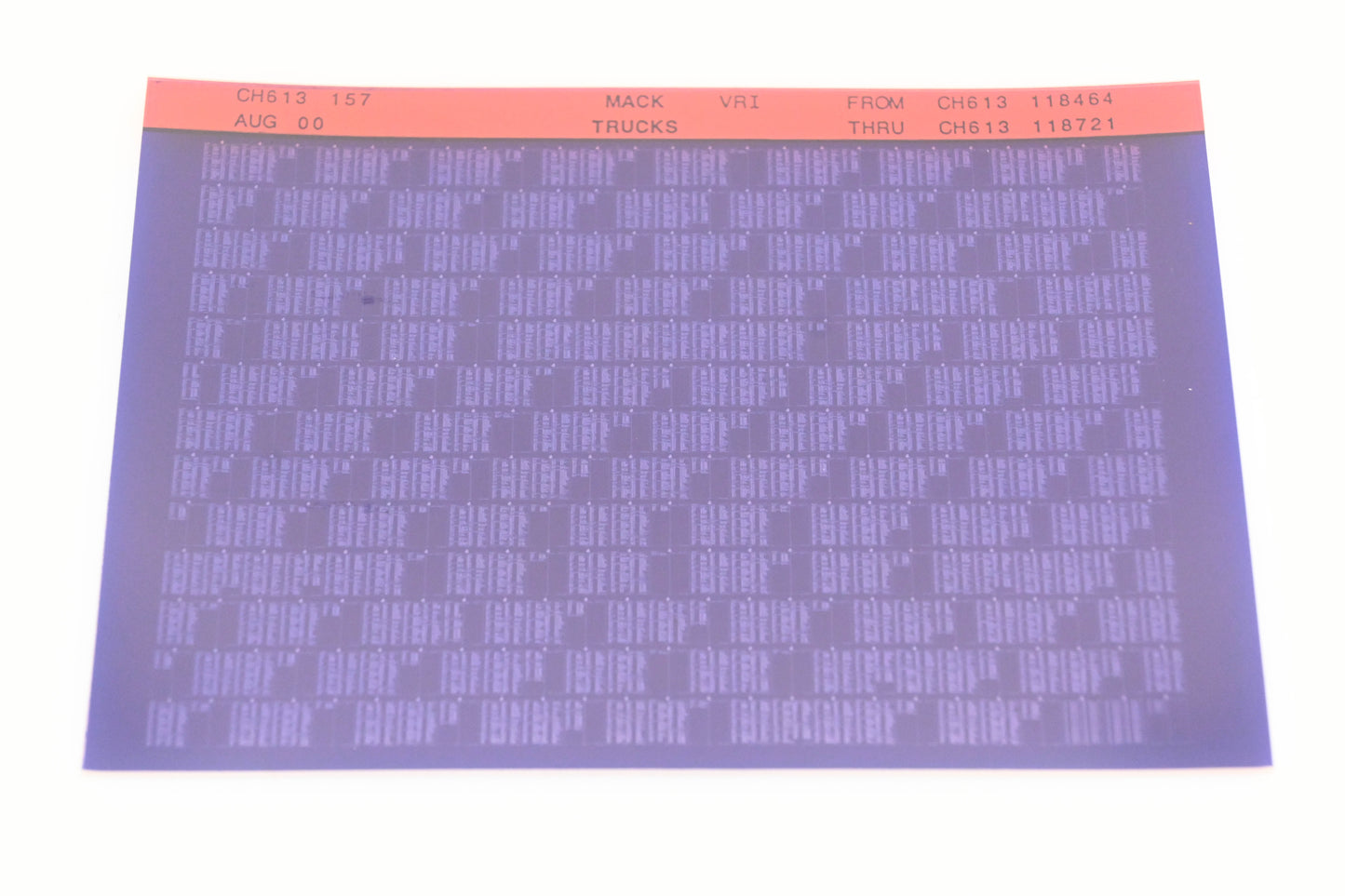 Mack CH613 157 CH613118464 - CH613118721 VRI Microfiche NOS