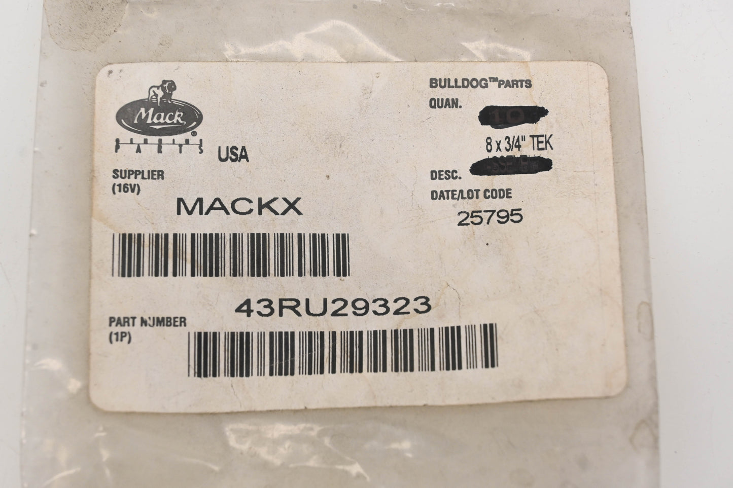 Mack 43RU29323, 25191532 Trim Screw NOS