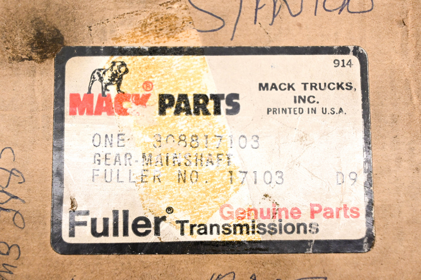 Mack 308817103, 17103 Fuller Mainshaft Gear NOS