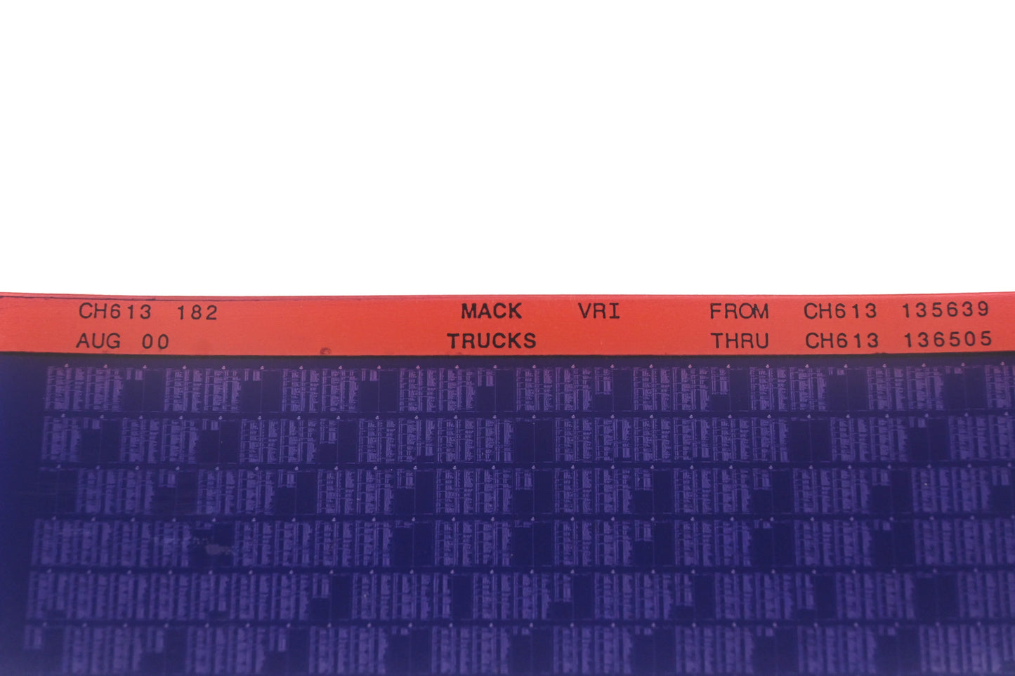 Mack CH613 182 CH613135639 - CH613136505 VRI Microfiche NOS