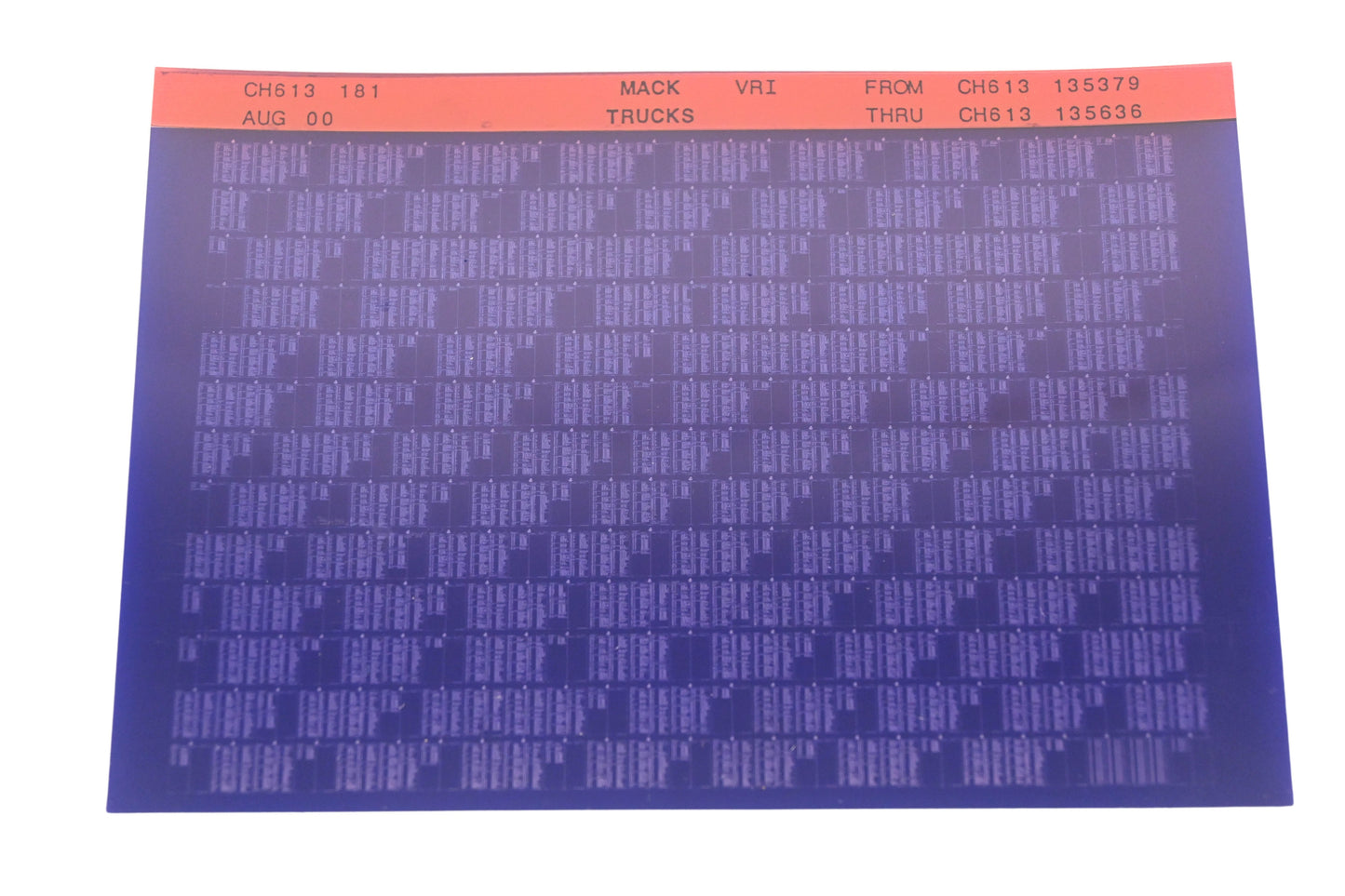 Mack CH613 181 CH613135379 - CH613135636 VRI Microfiche NOS