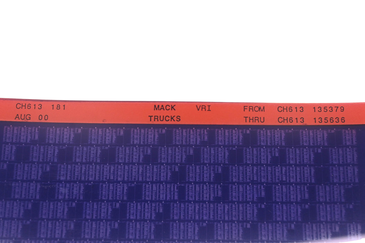 Mack CH613 181 CH613135379 - CH613135636 VRI Microfiche NOS