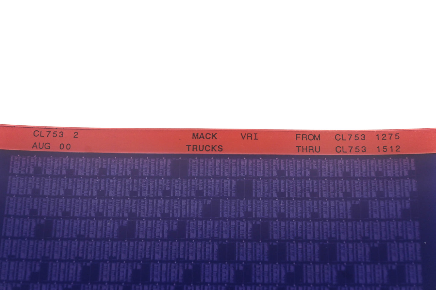 Mack CL753 2 CL7531275 -CL7531512 VRI Microfiche NOS